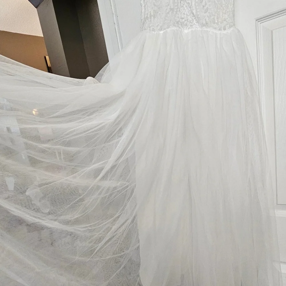 David's Bridal White Lace Formal Kids Dress - Picture 8 of 8